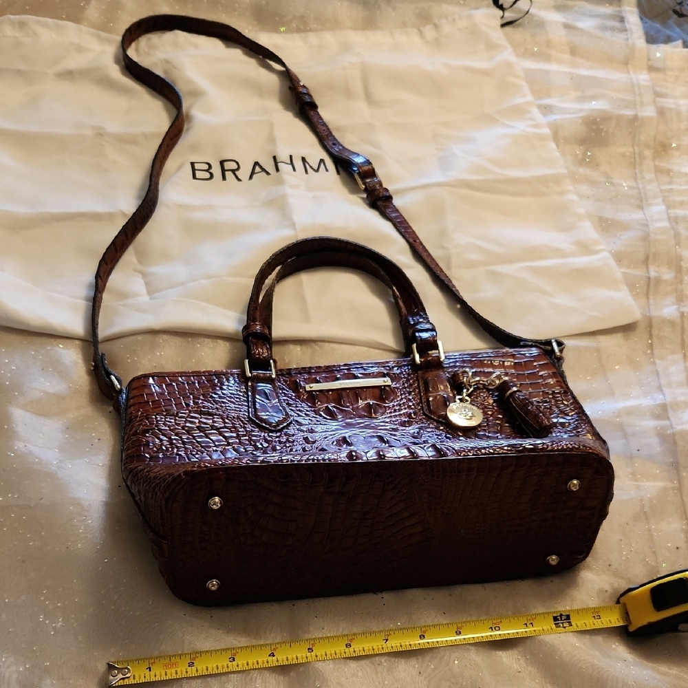 Brahmin Croc-Embossed Brown Handbag